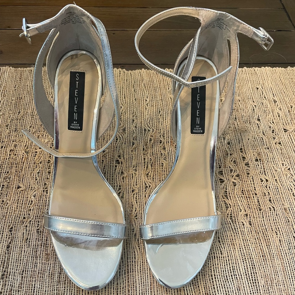 Steven by Steve Madden Silver 4” Heels
